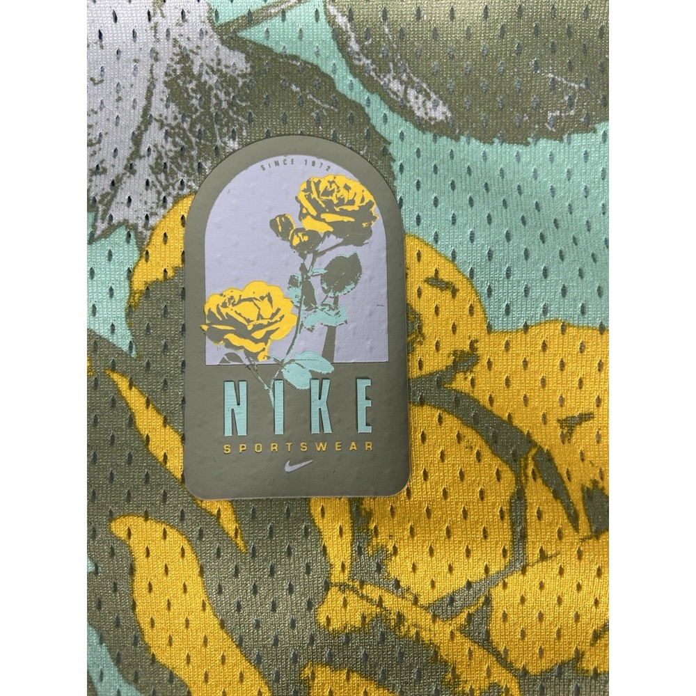 Nike Rose City Shirt Men's XL Green Yellow Mesh Button-Up Floral Short Sleeve - Picture 9 of 11